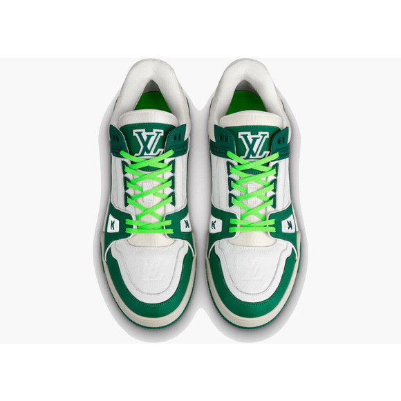 Louis Vuitton Green White Empreinte Leather Low Top Trainer Sneaker UK 9 US10 11 - Picture 9 of 16